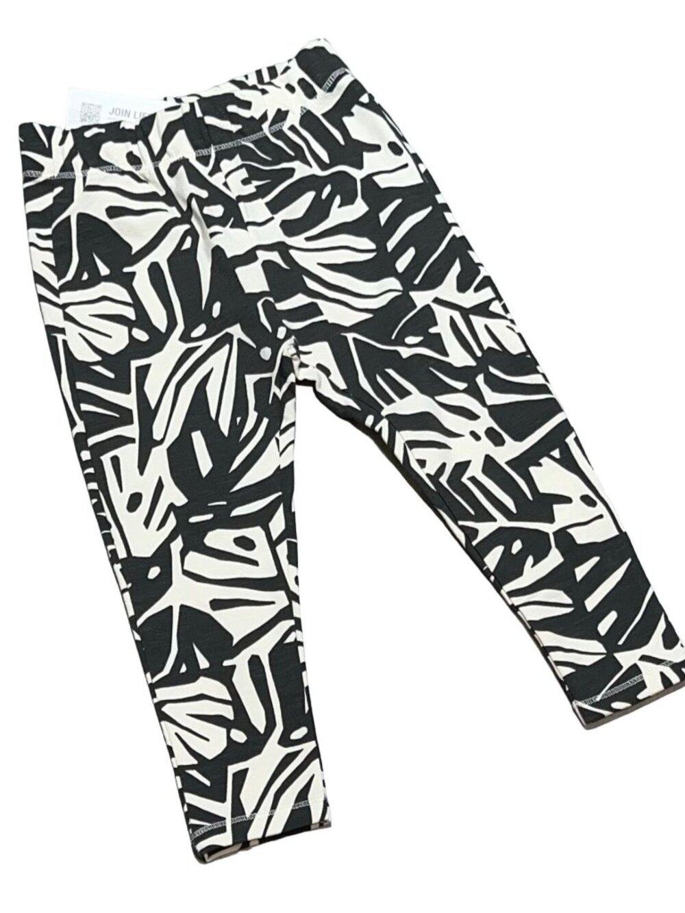 Zara kids 2 3 unisex girl boy NWT black cream leggings pants leaf boho
